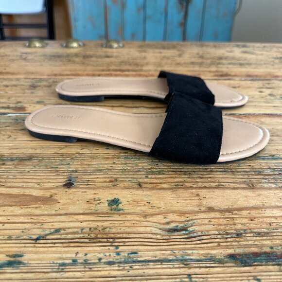 Forever 21 Black Slip On Sandals  Size 9, slip on sandals,‎ black sandals - Picture 2 of 6